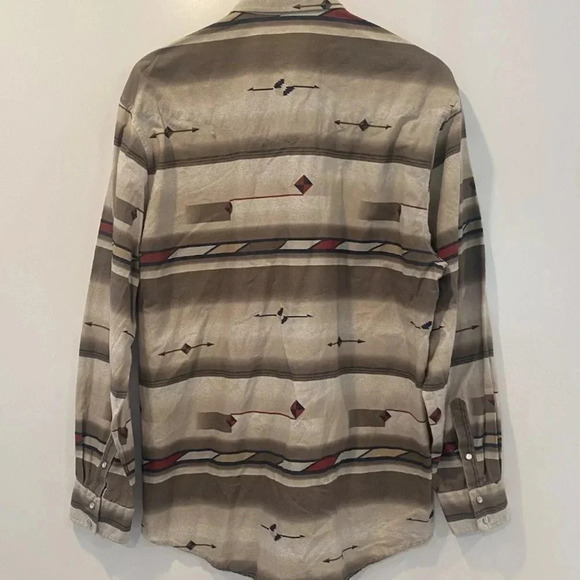 Vintage Roper Western Shirt Mens Large Aztec‎ Print Pearl Snap (1356) - Picture 2 of 4